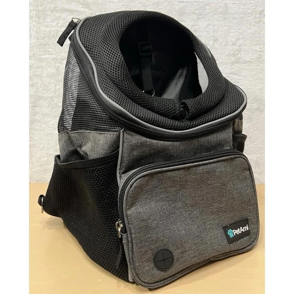 PetAmi Deluxe Pet Carrier Backpack,‎ Ventilated Mesh, Gray/Black, Travel Bag